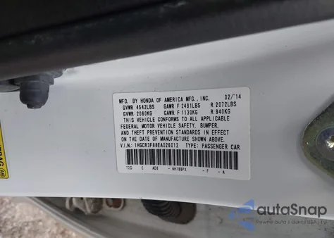 2014 Honda Accord Ex-L V-6 from USA, damaged, VIN 1HGCR3F88EA026012